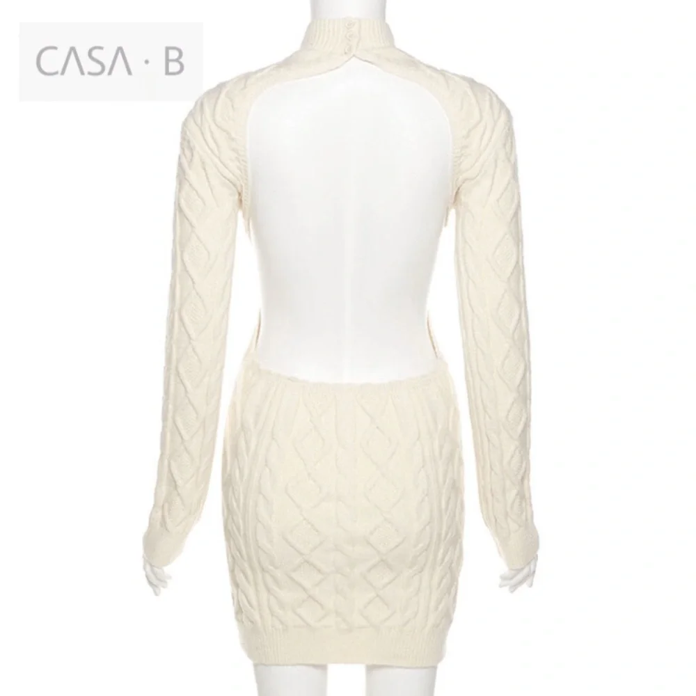 CASA B | Miranda Cable Knit Backless Sweater Dress - Picture 11 of 15